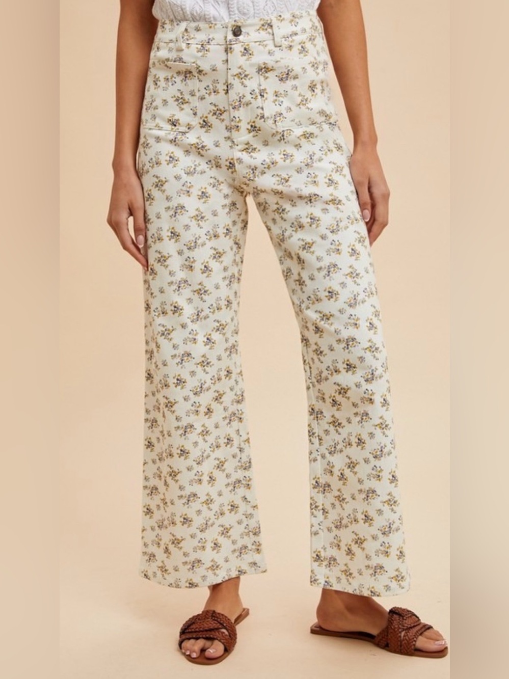 anniewear denim Ditsy Floral Jeans, Ivory size S